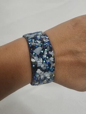 Blue Crystal Accent Smart Bracelet Cuff